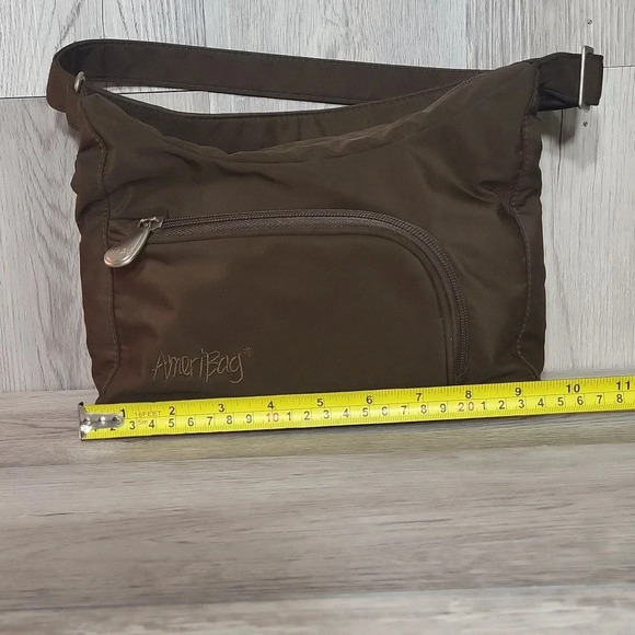 🛍Ameribag Brown Small Nylon Multi Pocket Travel‎ Shoulder Bag - Picture 11 of 12
